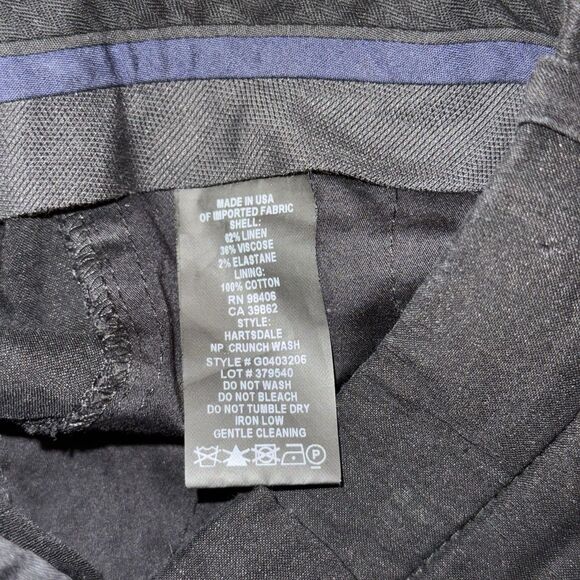 Theory Hartsdale NP Crunch Wash Linen Blend Straight Leg Ankle Pants Black Sz 4 - Picture 4 of 16